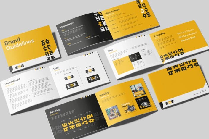 Mockup van brand book van EME