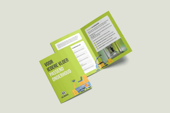 Mockup van folder ontwerp voor Heijmans Vloeronderhoud