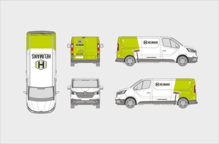 Mockup van voertuigreclame bedrijfswagen Heijmans Vloeronderhoud