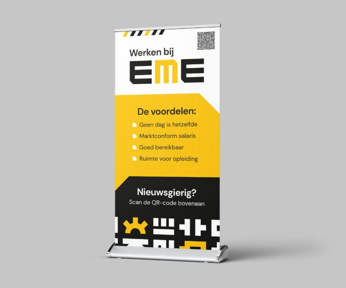 Mockup van roll-up banner ontwerp voor EME